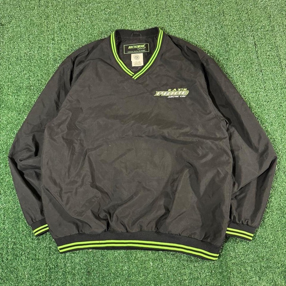 ArcticWear Arctic Cat Cat's Pride Pullover Jacket Mens L Black Neon Green 0301